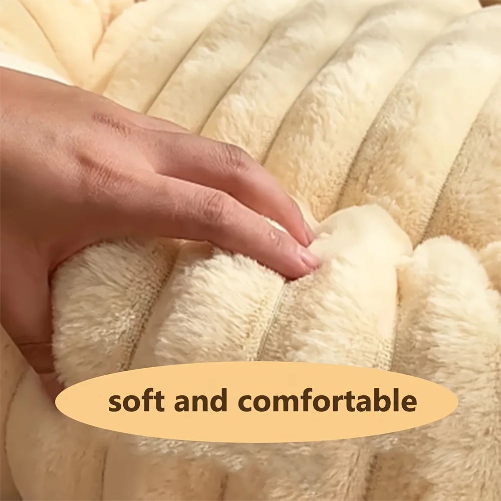 Cama redonda para mascotas de 50-90cm, piel de conejo de imitación para cama para perros, cama súper suave para gatos, casa larga de felpa para perros con fondo antideslizante para perros y gatos - imagen 3