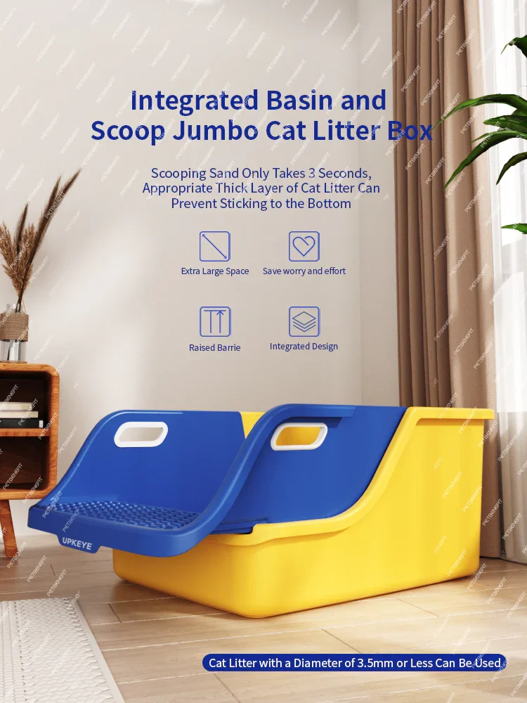Bandeja de arena para gatos semicerrada, caja de arena Extra grande para gatos perezosos, antisalpicaduras, para caca de mascotas, automática - imagen 4