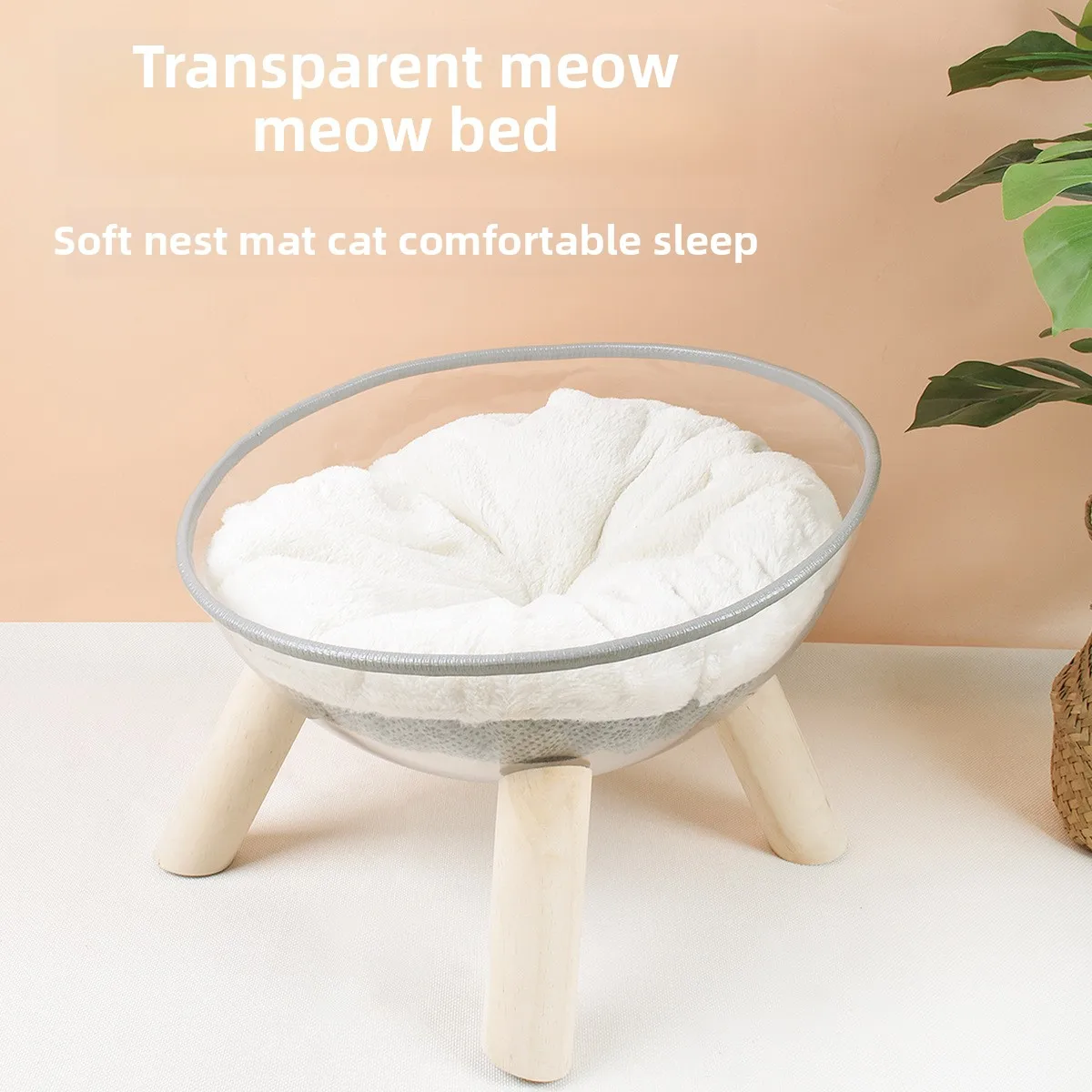 Cápsula espacial para gatos con árbol de madera y poste rascador - imagen 3