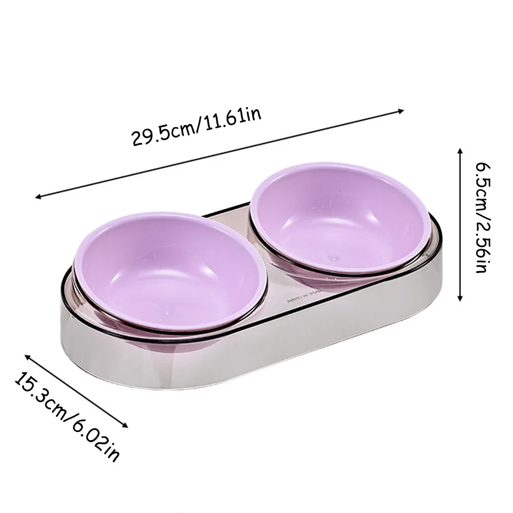 Protector de cuello transparente para mascotas, cuenco doble, cuenco combinado de agua y comida de Color macarrón, cuenco de lujo para gatos para alimentar y beber - imagen 5