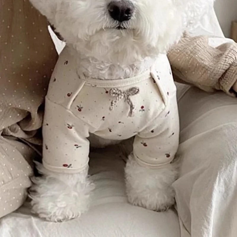 Monos con estampado Floral para perros, ropa fina de primavera para perros, peleles a la moda para cachorros, pijamas suaves y bonitos para gatos, monos para mascotas, disfraces para Chihuahua - imagen 3