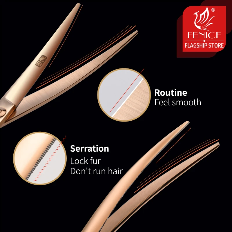 Detalle de la hoja dentada con sierra de las tijeras Fenice