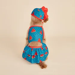 Vestido con estampado de sandía para perros pequeños y gatos