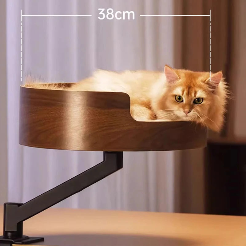 Nido para gatos de escritorio de oficina, elevación ajustable 360 °   Cama giratoria para gatos, estera para mascotas, hamaca, escritorio, nido flotante para gatos, suministros de marco de escalada - imagen 3