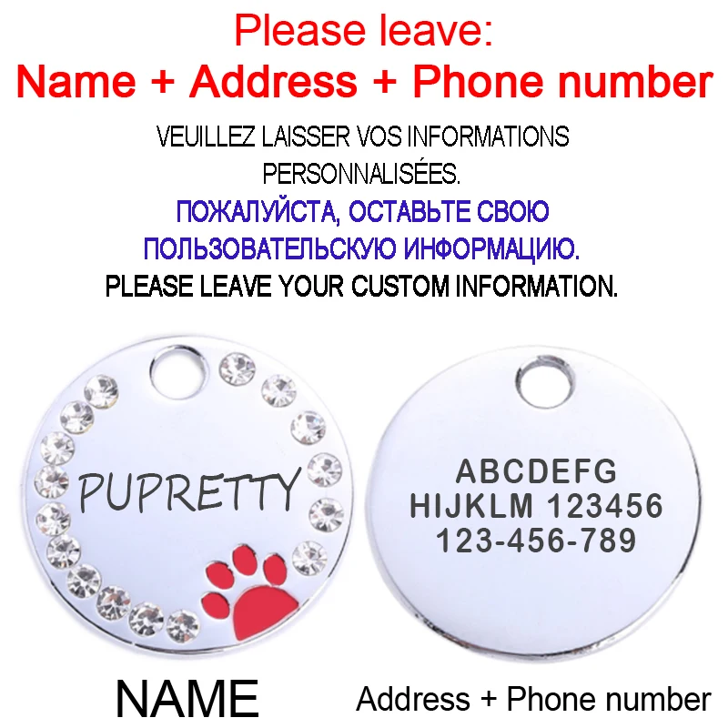Etiqueta personalizada para perros y gatos, Collar de identificación con grabado antipérdida, de acero inoxidable, con número de nombre - imagen 4