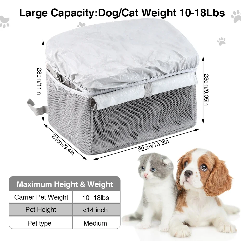 Cesta de bicicleta pequeña y mediana para mascotas con malla transpirable, manillar frontal extraíble, cesta de bicicleta para perros para aventuras en bicicleta - imagen 3