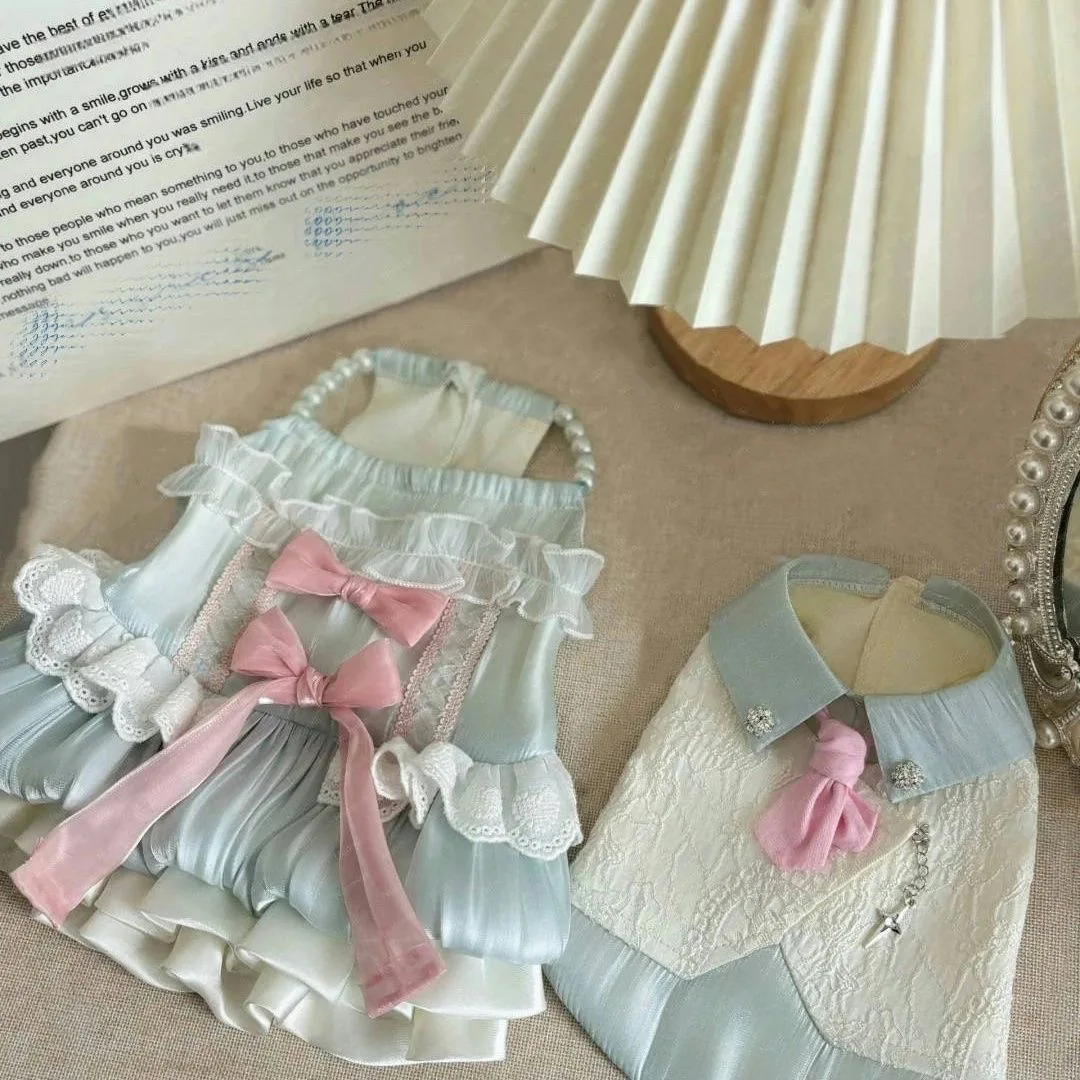 Traje de pareja de otoño para mascotas, vestido camisola de princesa, traje bonito, chaleco, ropa para perros pequeños, ropa para cachorros