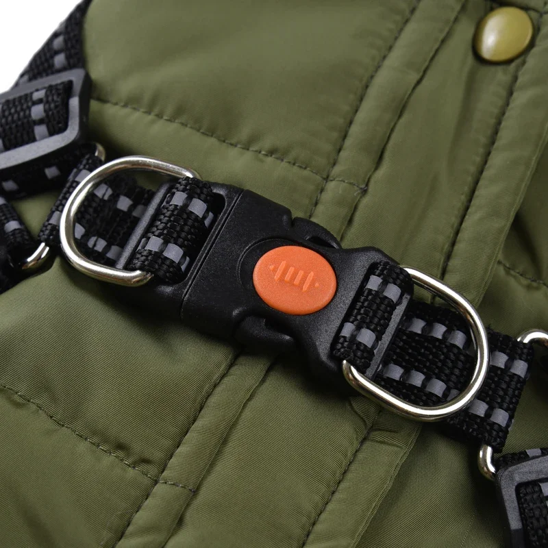 Chaqueta para perros con arnés para perros pequeños y medianos, ropa cálida de invierno para Chihuahua, Bulldog Francés, trajes de Pug, chaleco para cachorros, abrigos - imagen 4