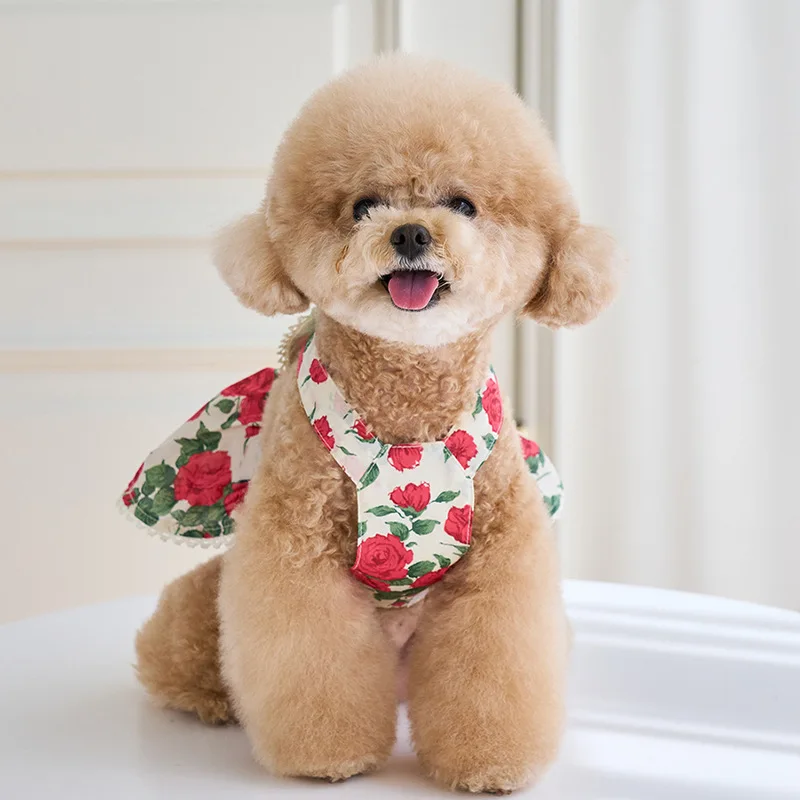 Moda para mascotas, vestido rosa de verano para mascotas, gato, perro, Yorkshire, ropa de peluche, conversación romántica, camiseta sin mangas múltiple, ropa para perros pequeños - imagen 2