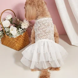 Traje de boda para perros y gatos - Vestido de malla de verano