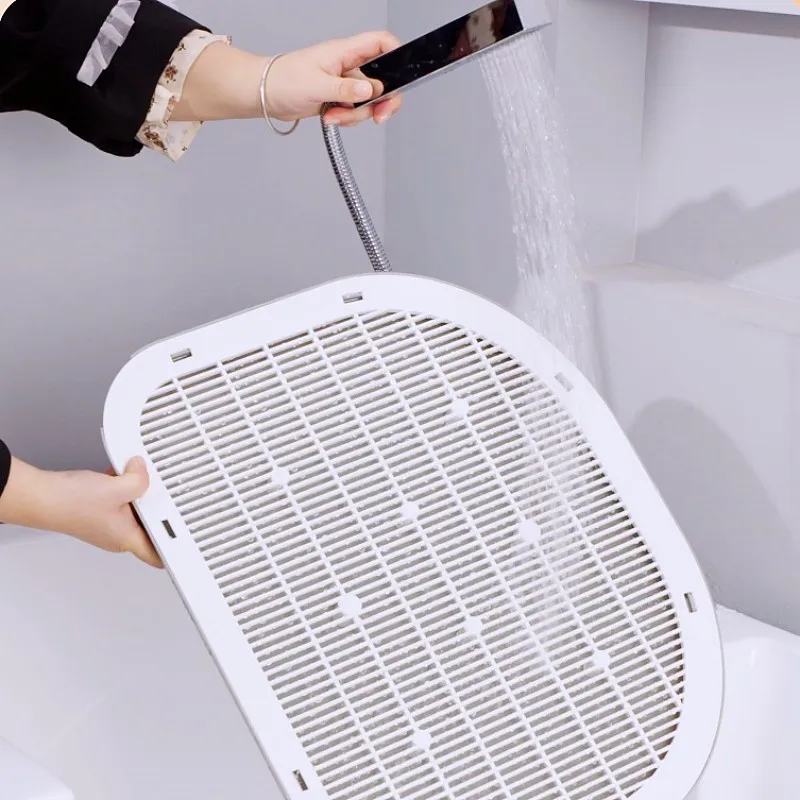 Almohadilla de plástico para inodoro para gatos, caja de arena para gatos, estera de arena lavable para gatos, caja de arena grande hueca para gatos, herramientas de limpieza, suministros para mascotas - imagen 3