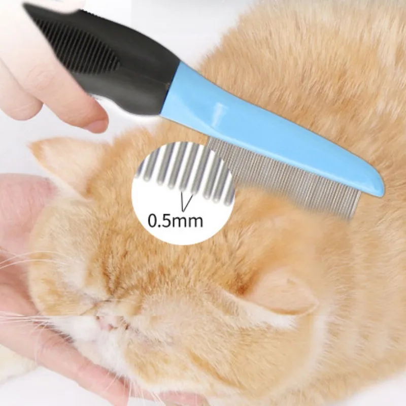 Peine de acero inoxidable para masaje de gatos, cepillo para quitar el pelo de mascotas, peines de apertura anudados - imagen 5