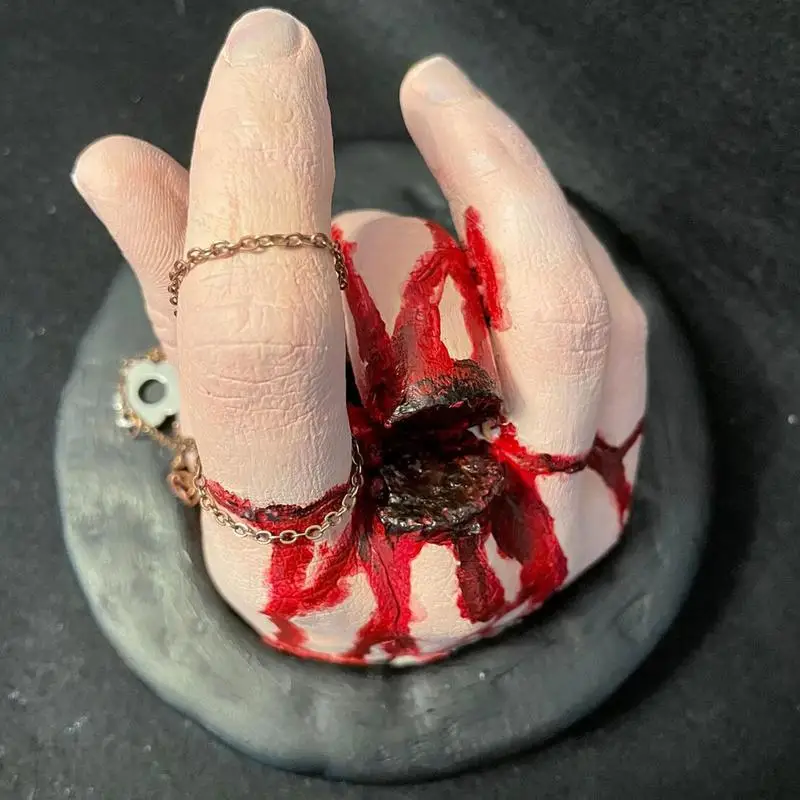 Figura de Arte de resina de dedo cortado, utilería para fotos de fiesta de Halloween, adorno de decoración de jardín para estantería, mesa de comedor - imagen 3
