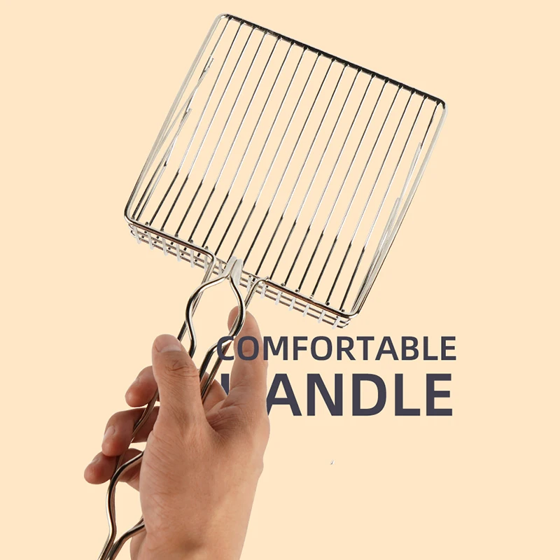 Pala para morder para mascotas, pala para arena para gatos de acero inoxidable, herramienta de limpieza para mascotas, cuchara para arena para gatos, mango duradero de acero inoxidable - imagen 2