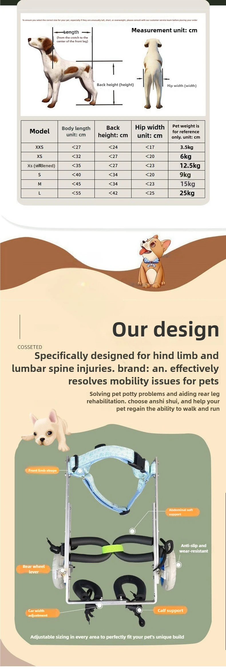 Silla de ruedas para perros pequeños Teddy