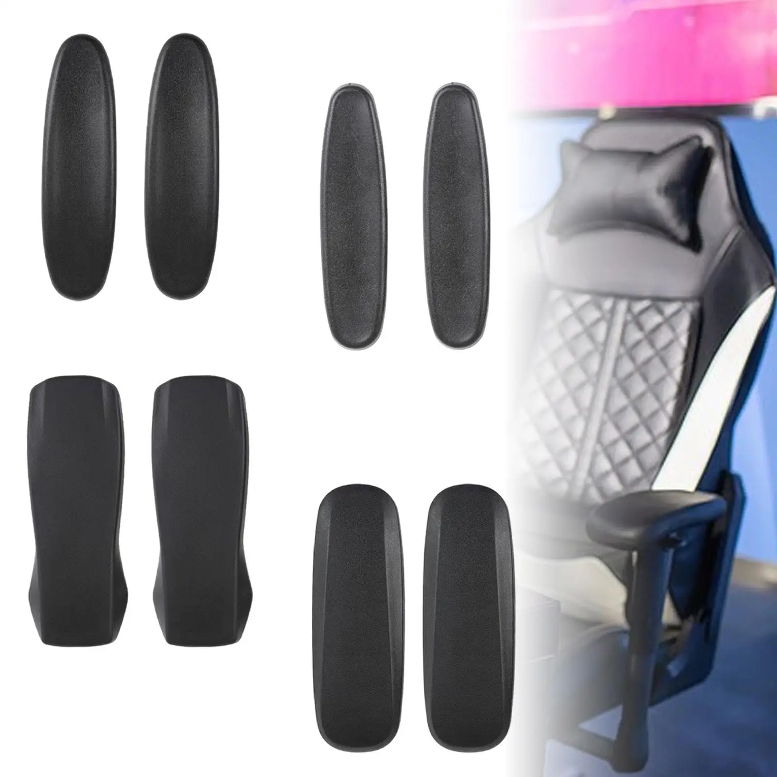 Almohadillas para reposabrazos de silla de oficina, tapas de cuero PU universales con orificios de montaje, piezas de repuesto cómodas, reposabrazos para silla de oficina, 2 uds. - imagen 4