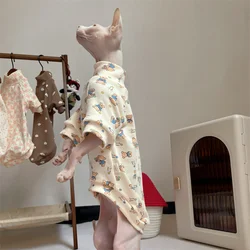 Abrigo de algodón de cuello alto Primavera Otoño para gato Camiseta interior suave para Sphynx Cat in Winter Sweet Purple Beige Loungewear para gatitos