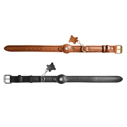 Collar de cuero acolchado para perros con soporte AirTag