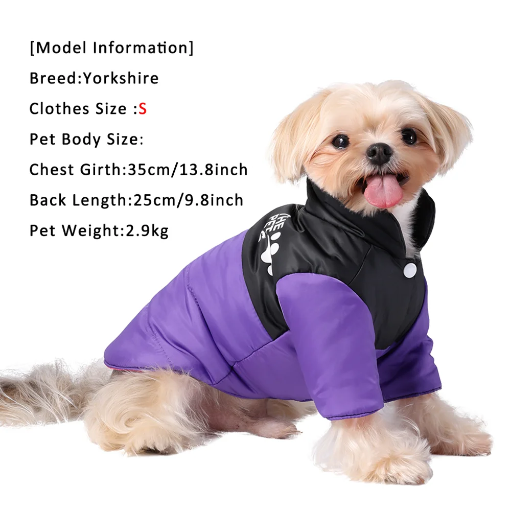 Ropa Reversible para perros, abrigo cálido de invierno para mascotas, chaqueta impermeable para mascotas, trajes para perros pequeños y medianos, Chihuahua, Yorkshire, Bulldog - imagen 5