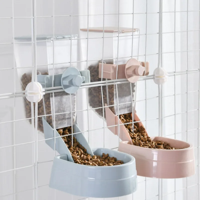 Juego de alimentador de agua y comida colgante para perrera, jaula extraíble para gatos y perros, contenedor de comida, recipiente de plástico fijo a prueba de golpes, tazón para beber para mascotas - imagen 4