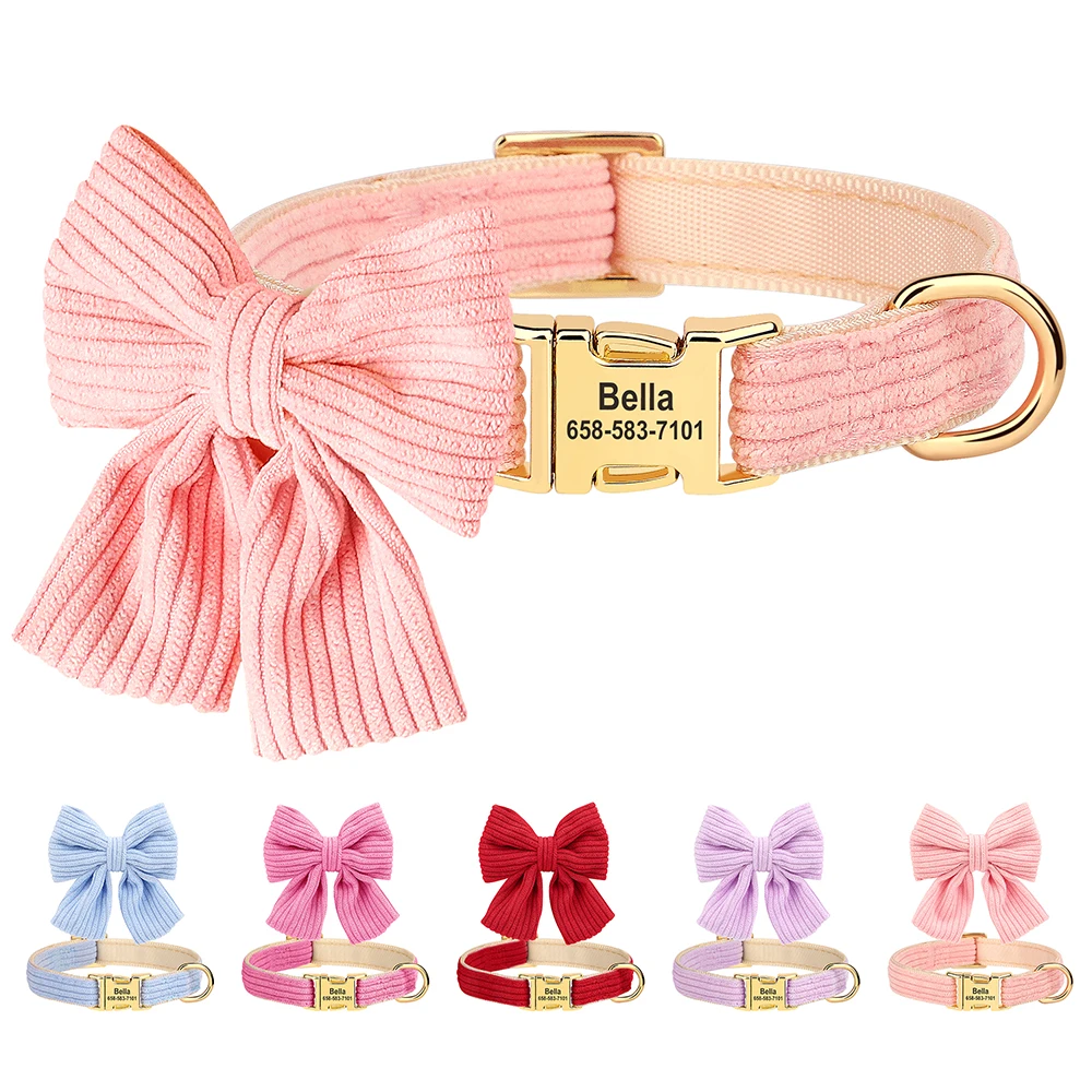 Collar de perro personalizado con pajarita y grabado gratis elegante - imagen 3
