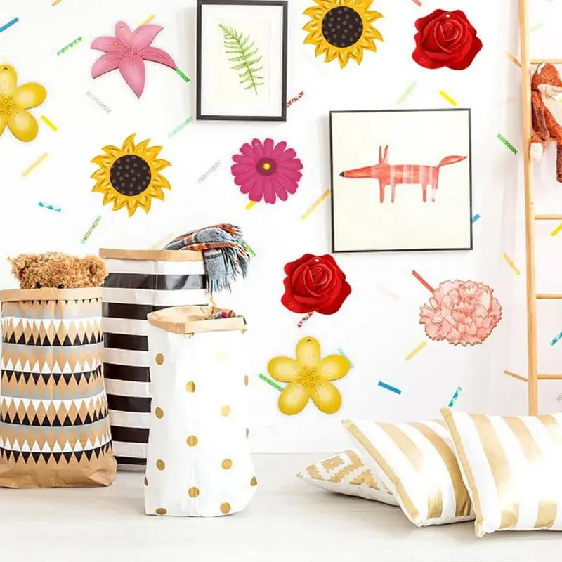 Artesanías de pintura de madera para niños, adornos de flores de madera sin terminar, rebanadas de madera, adornos de flores, etiquetas de pintura con 60 piezas - imagen 4