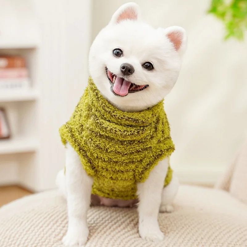 Ropa gruesa de otoño para perros, chaleco a rayas de lana a la moda para perros y mascotas, sudaderas bonitas para cachorros, chaleco suave y cálido para gatos, jerséis, ropa para mascotas