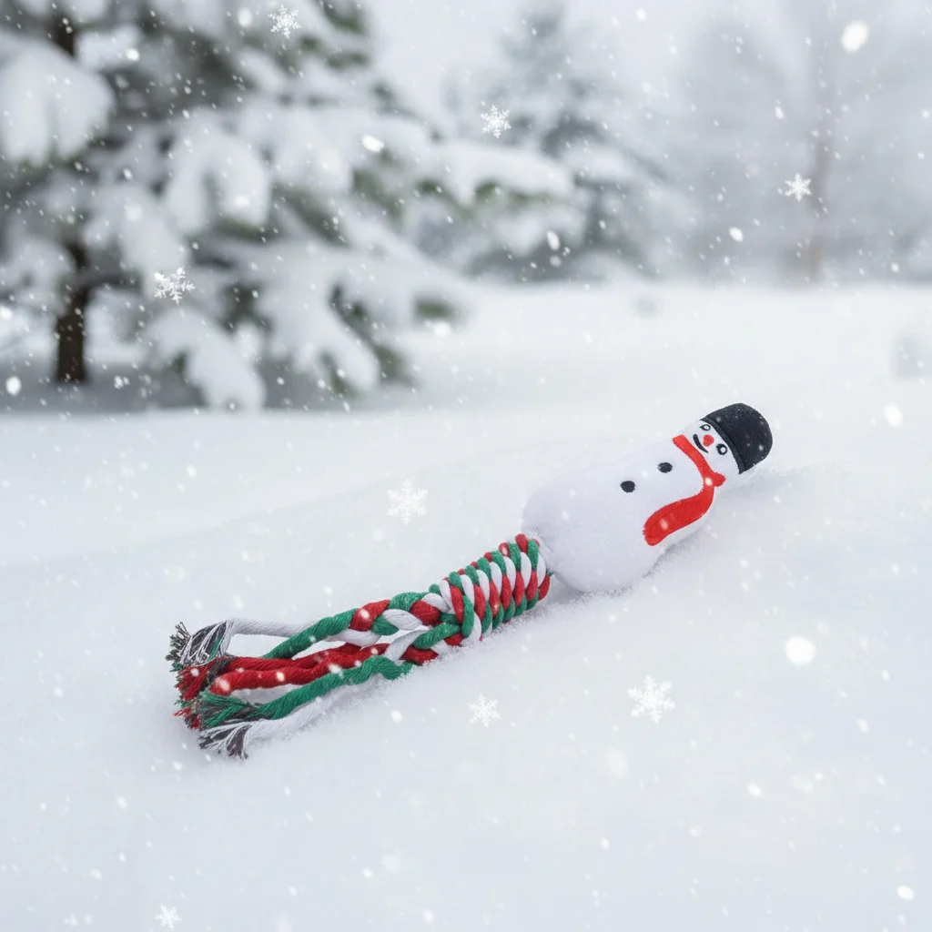 Juguetes navideños de cuerda para mascotas, juguetes para masticar trenzados chirriantes para perros, juguetes de cuerda con nudo indestructible para limpieza de dientes de cachorro - imagen 4