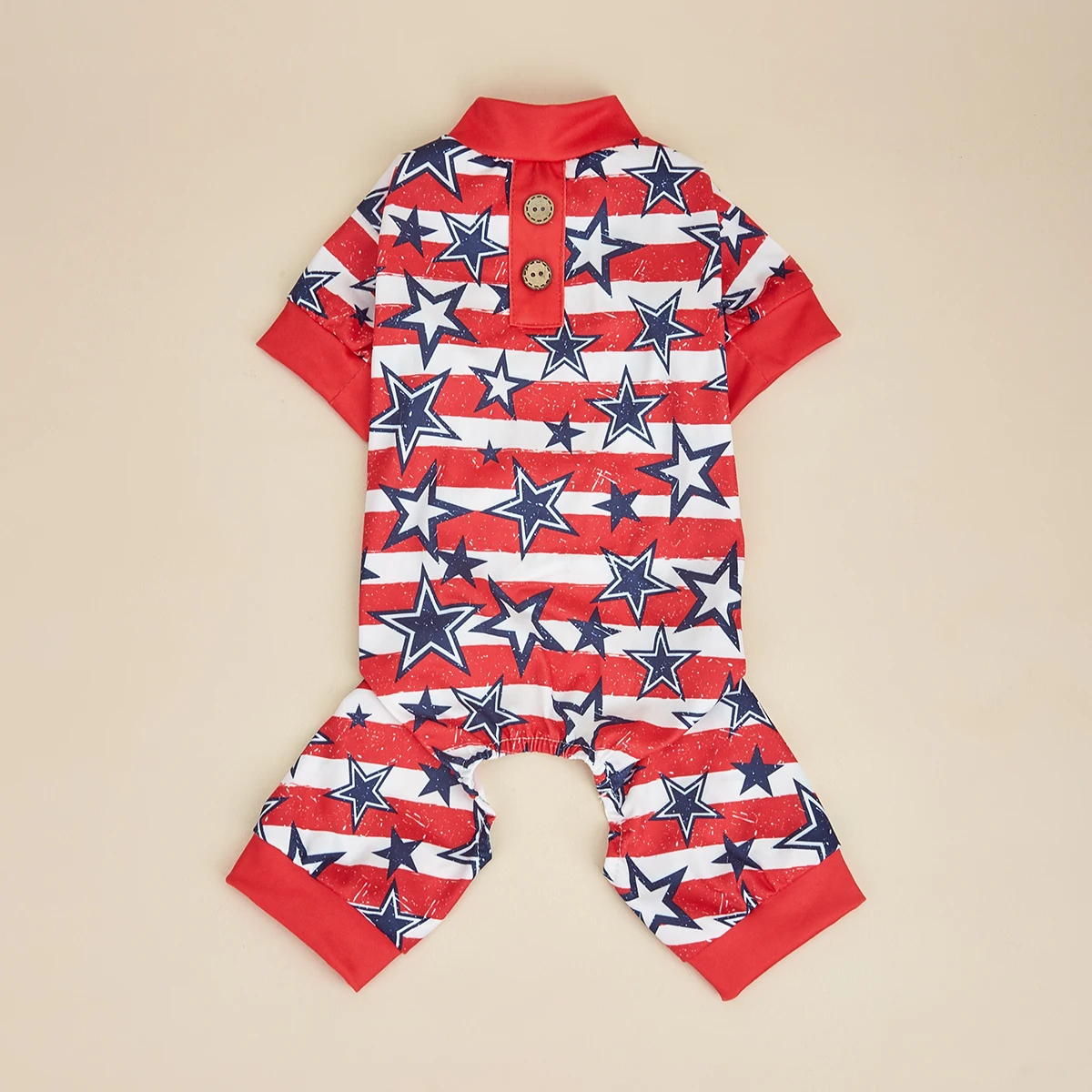 Pijama a rayas para perro, ropa de estrella con bandera americana para perros pequeños, disfraz para niño y niña, Mono para cachorro con pies, atuendo para gato y mascota Ind - imagen 2