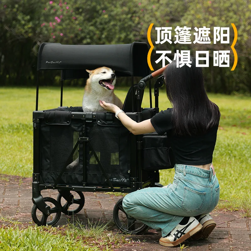 Cochecito para Gato, perro mediano, ligero, plegable, pequeño, para acampar, cochecito de viaje, Corgi, productos para mascotas - imagen 3