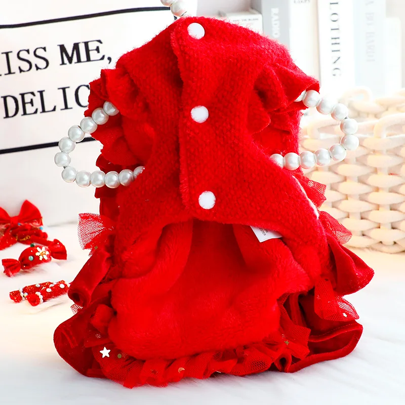 Abrigo de princesa plisado multicapa de otoño e invierno, ropa de lujo para mascotas para perros y gatos pequeños, disfraz de princesa - imagen 3