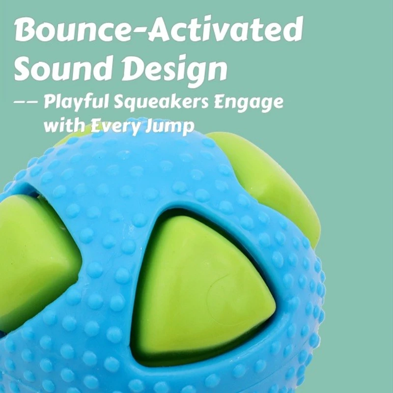 Juguete para perros con pelota de rebote chirriante: juguete duradero resistente a masticar con creadores de sonido, juego interactivo para aliviar la dentición para el aburrimiento - imagen 3
