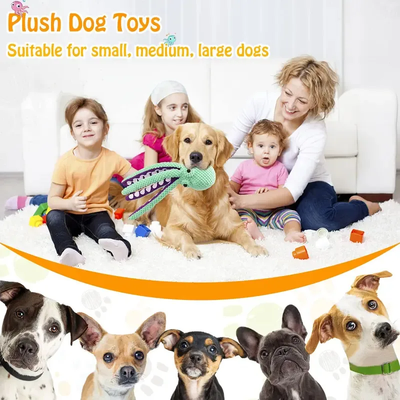 Juguete de peluche para mascotas, rompecabezas de concha de pulpo con voz para perros y gatos, juguete interactivo resistente a mordeduras para limpieza de dientes de perros, juguete para masticar, suministros para mascotas - imagen 2