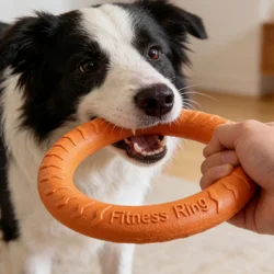 Juguete látex con anillos para perros – Masticable y resistente