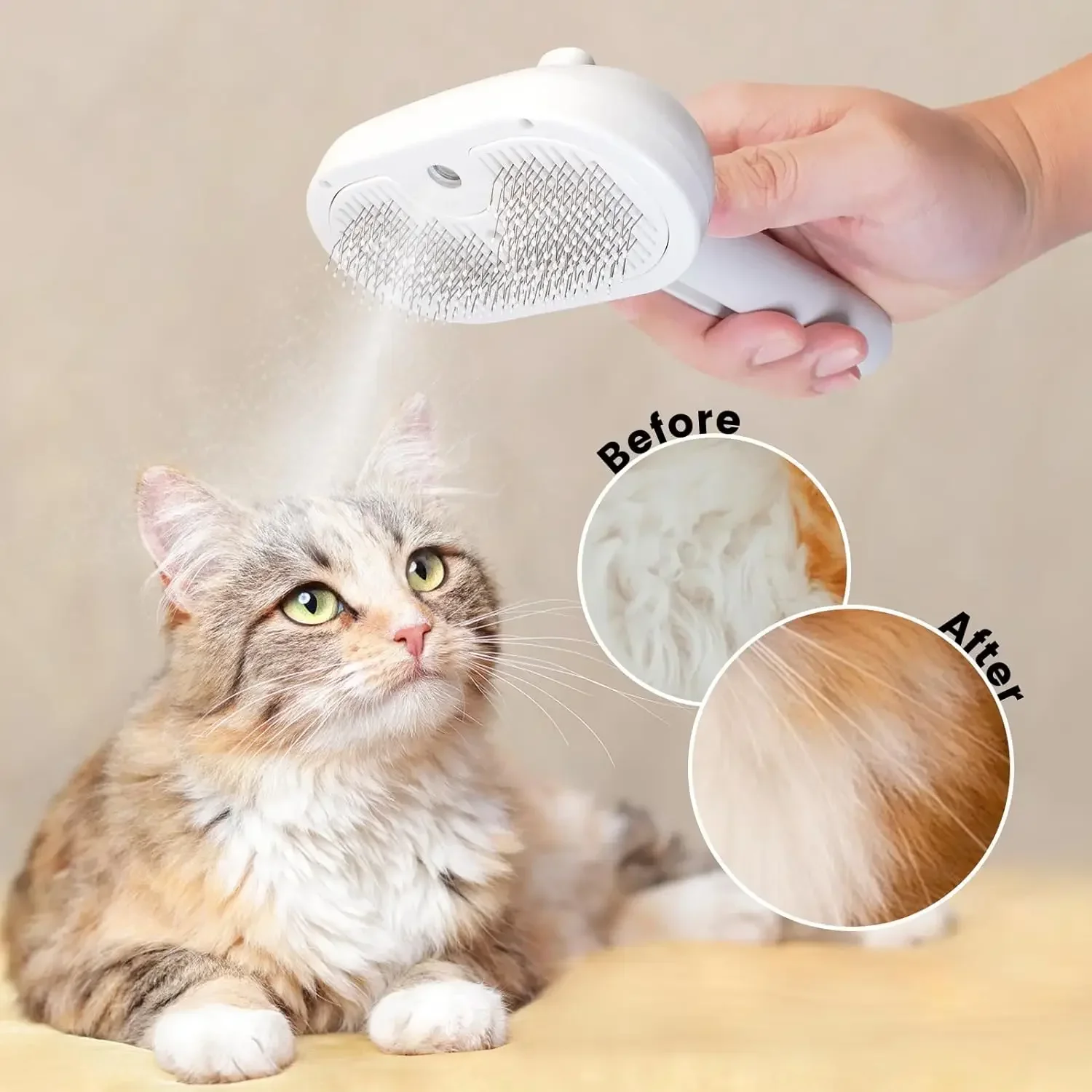 Peine de aseo en aerosol para mascotas, elimina el pelo flotante, pelusas, agua, estilo de vapor para perros y gatos, accesorios - imagen 5