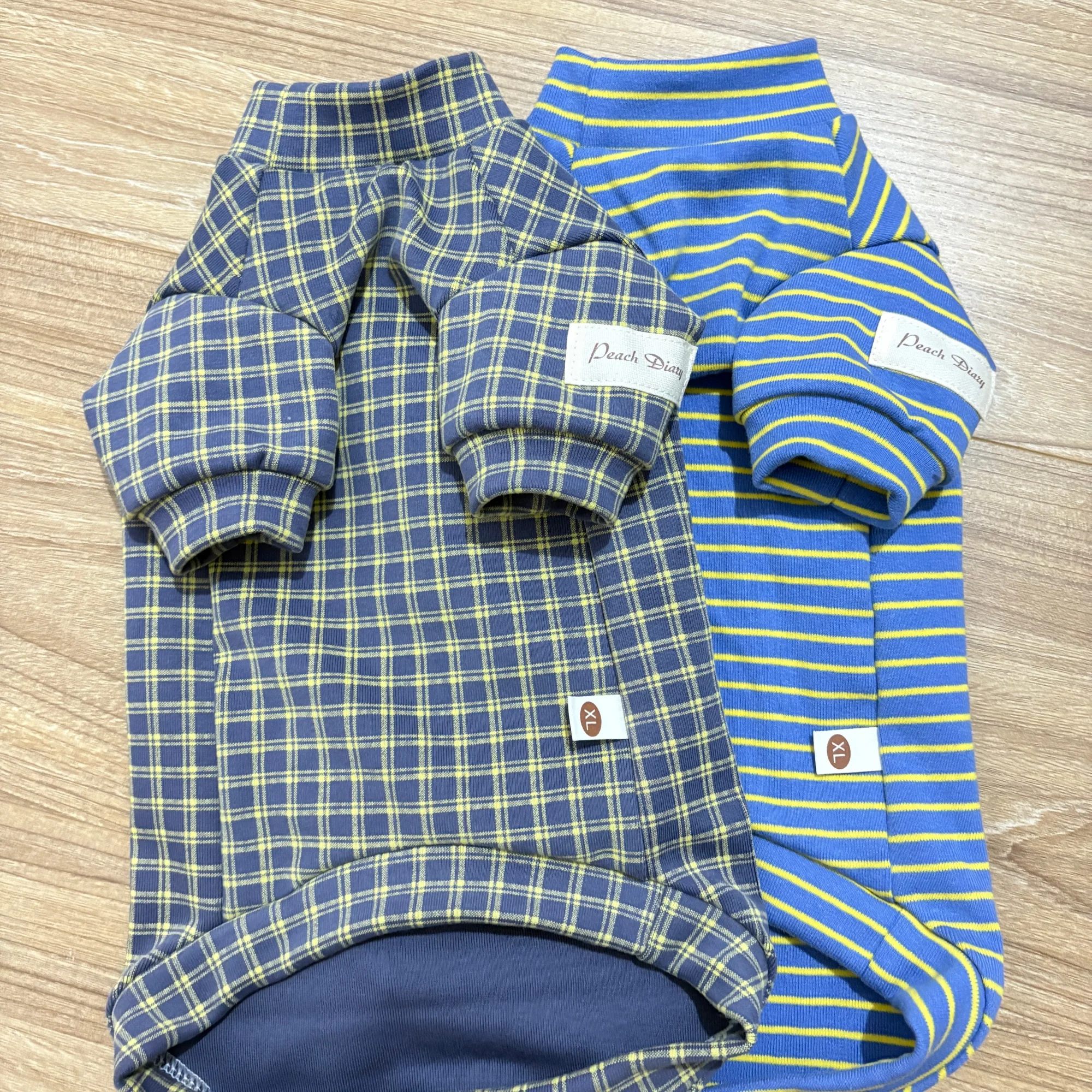 Pijamas de algodón a cuadros azules para el pelo, chaqueta de algodón suave para gato en invierno, chaleco para gato Sphynx, traje cálido de moda para Devon Rex - imagen 5