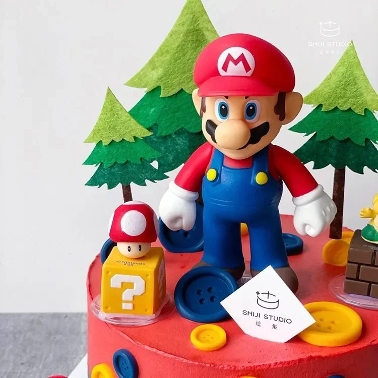 Super Marios Bros decoración de pasteles conjunto de muñecas Anime Luigi Yoshi PVC figura de acción juguete Baby Shower niños suministros de fiesta de cumpleaños regalo - imagen 3