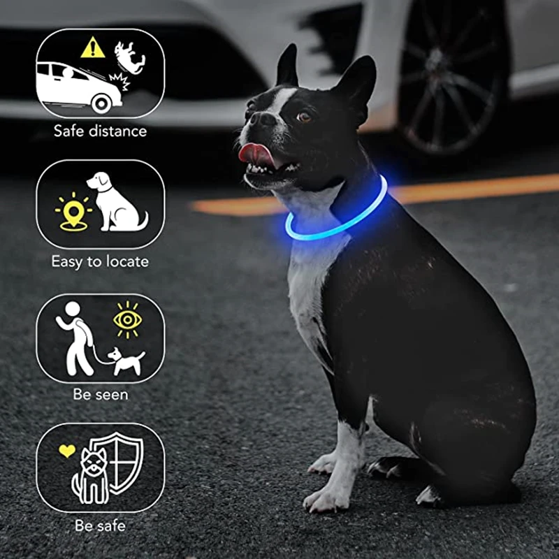 USB Charging Necklace Led Luminous Dog Collar Light , Flashing DIY Glowing Safety Anti Lost Cat Dogs Collar Accessories Supplies - imagen 5