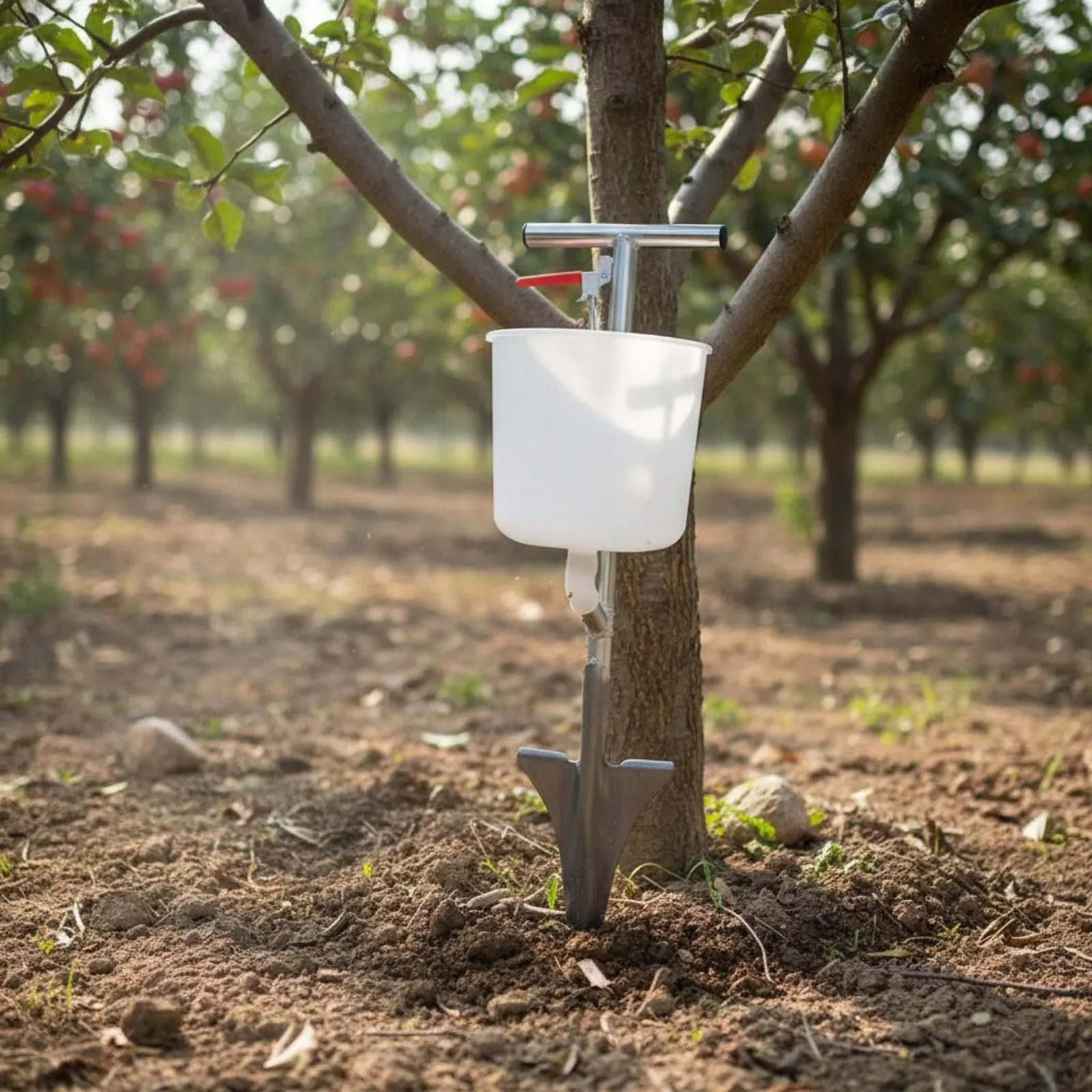 Dispensador de abono manual para plantas con mango largo sin agacharse