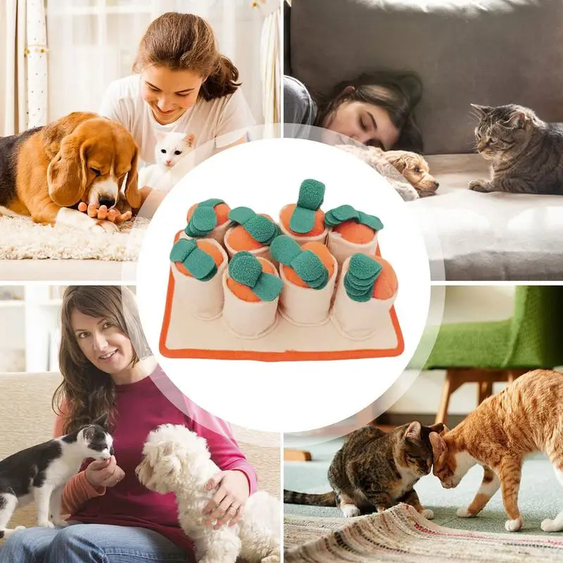 Estera de zanahoria para perros, juguetes coloridos para excavación de perros, almohadilla de alimentación de mascotas de fieltro, juguete interactivo divertido para enriquecimiento de perros - imagen 5