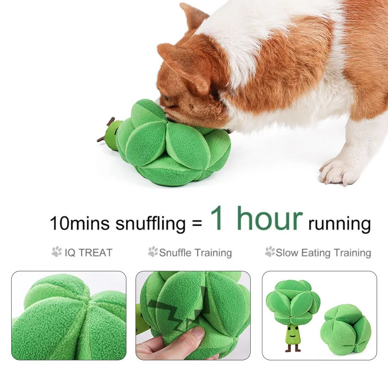 Juguetes de rompecabezas para perros, Snuffle brócoli, aumento de IQ, alimentador de dispensación lenta, juegos de entrenamiento para mascotas y gatos, alimentación de alimentos, juguete de inteligencia - imagen 5