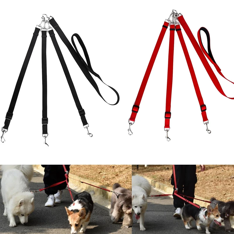 Correa de cuero de nailon tres en uno para perros pequeños, cuerda duradera y no enredada, adecuada para perros pequeños - imagen 2