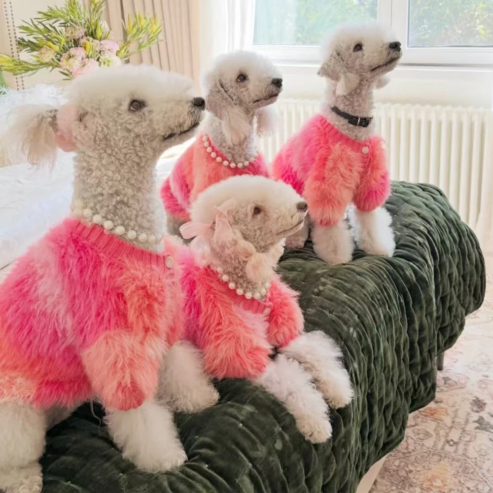 Suéter invierno lujo rosa para perros pequeños Bedlington Terrier - imagen 3