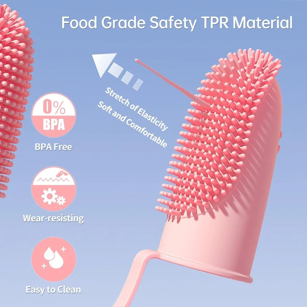 Pet Toothbrush Finger Toothbrush Kit for Easy Teeth Cleaning Double-Finger Toothbrush Dental Care for Puppies Cats and Small Pet - imagen 4