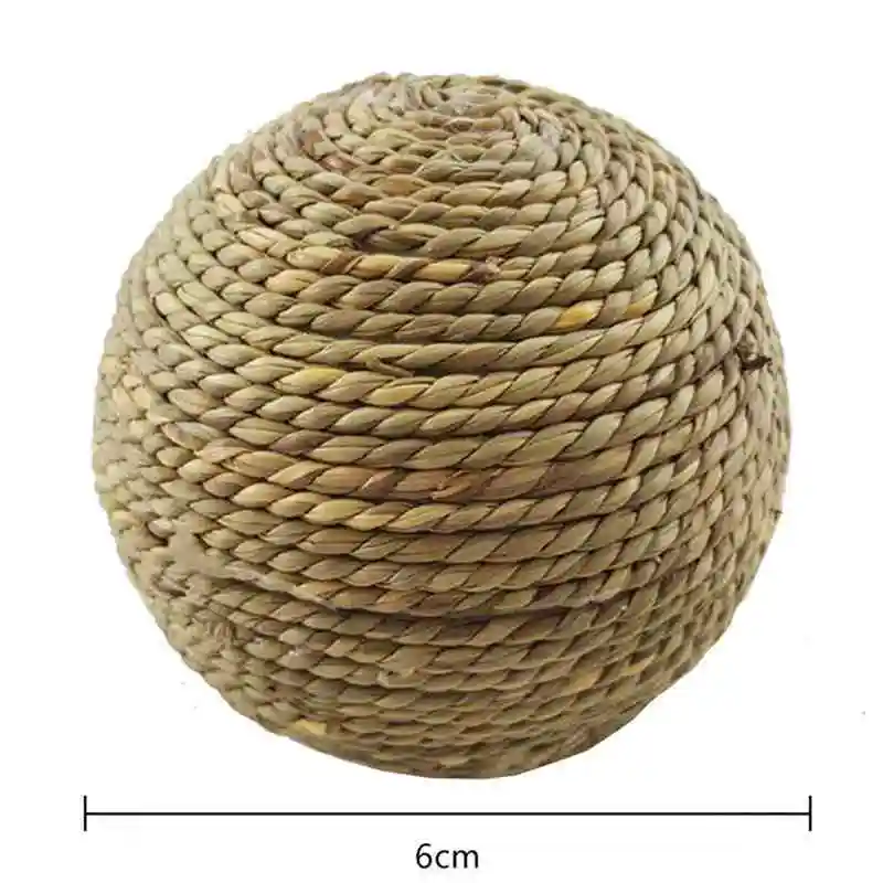 Juguete para masticar mascotas de 6/10cm, bola de hierba Natural para conejo, hámster, conejillo de indias, suministros de limpieza dental, juguetes pequeños para mascotas, productos para conejos - imagen 3