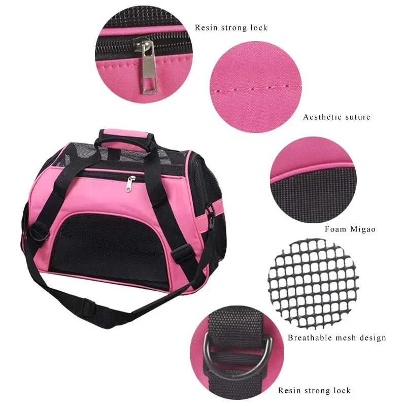 Sacos de transporte portátil para cães e gatos, malha respirável, sacos de transporte para cães pequenos, dobrável, bolsa de viagem para animais de estimação, transporte - imagen 4