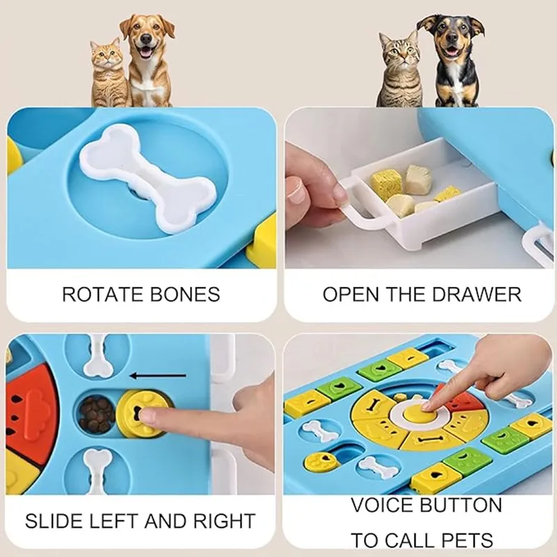 Juguete interactivo rompecabezas para perros y gatos grandes, medianos y pequeños, 4 formas de jugar, alimentador lento que promueve la digestión, fácil de limpiar - imagen 4