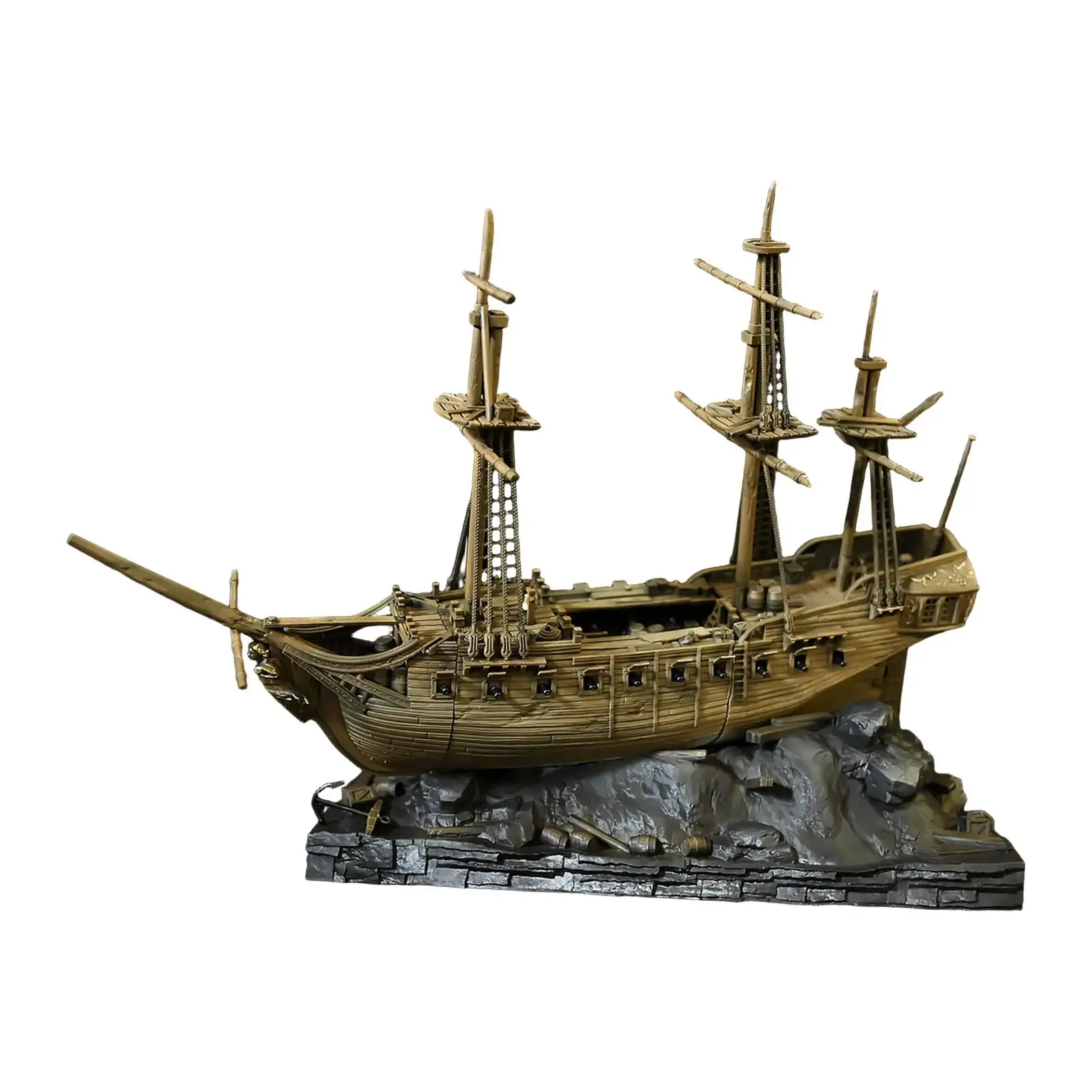 Barco de vela grande de resina, decoración de acuario, modelo de barco realista, accesorios para decoración de pecera - imagen 2