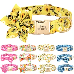 Collar personalizado antipérdida para perros con pajarita floral