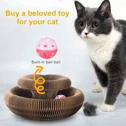 Tablero rascador con bola para gatos – Rascador interactivo corrugado
